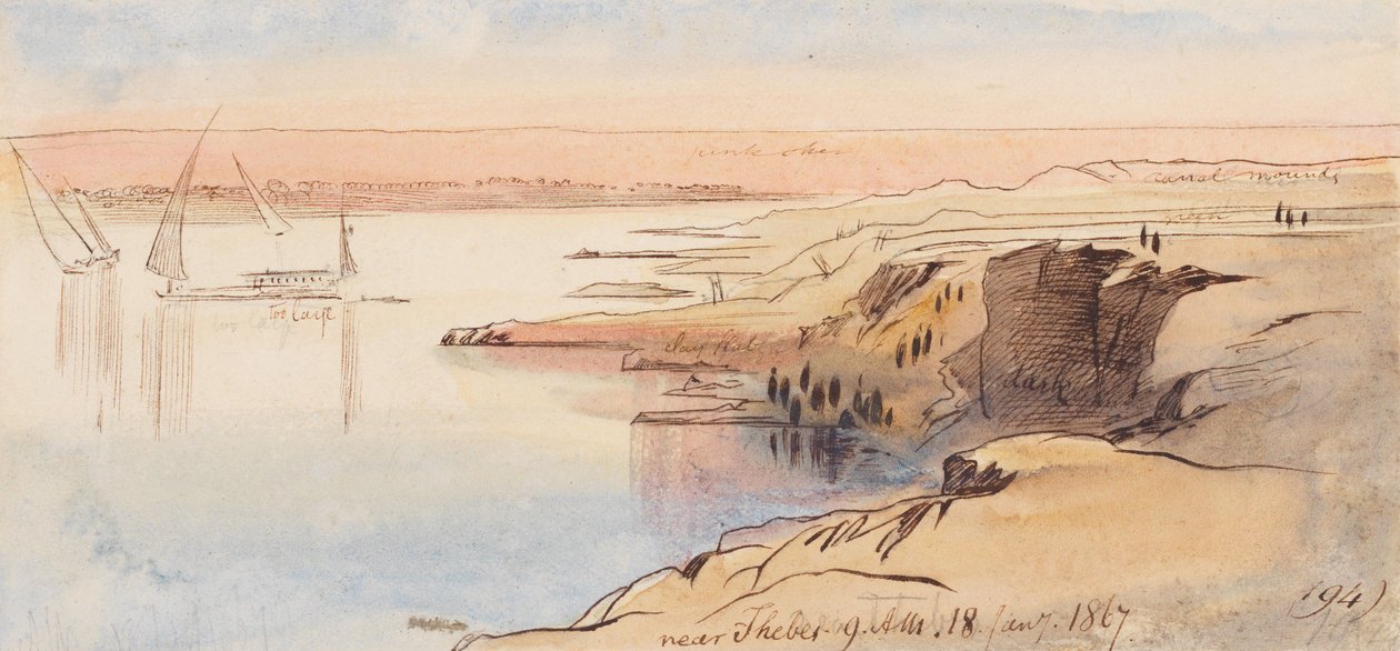 I nærheten av Theben; kl. 09.00, 18. januar 1867 (194) av Edward Lear