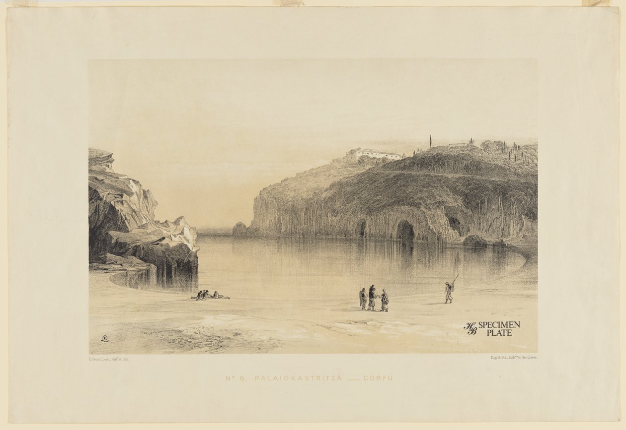 Palaiokastritza, Korfu (litho på papir) av Edward Lear