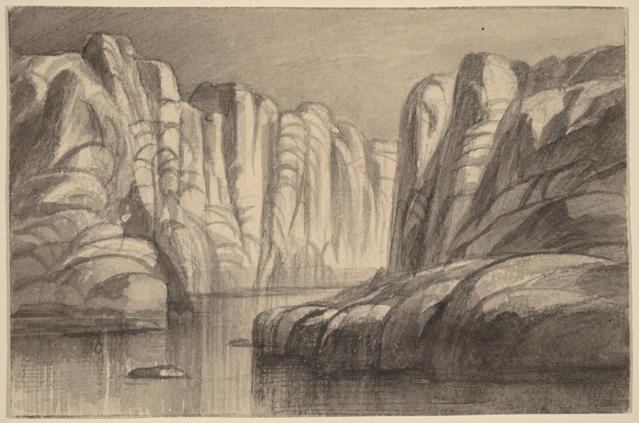 Elv som snor seg gjennom en fjellformasjon (Philae, Egypt) av Edward Lear