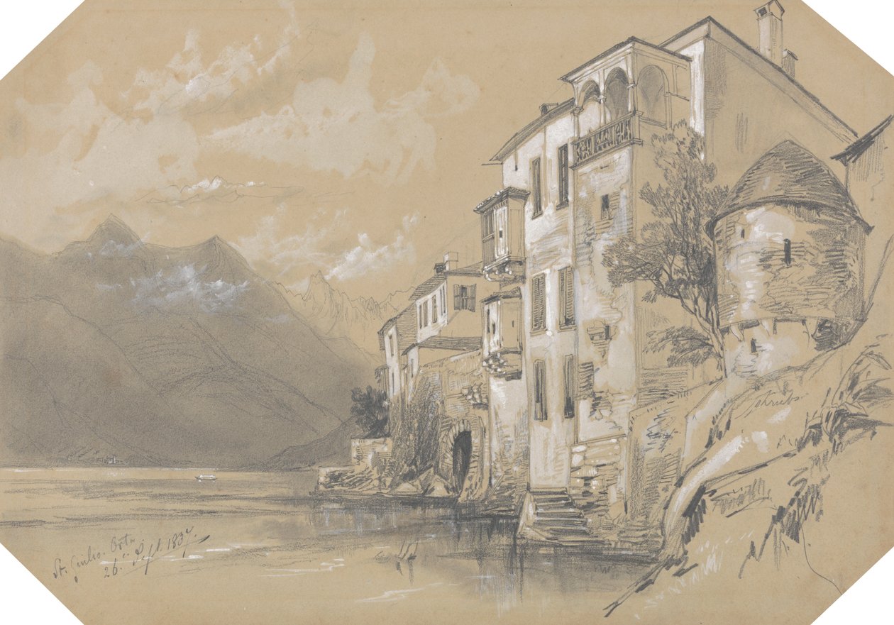 St. Giulio, Orta, 26. september 1837 av Edward Lear
