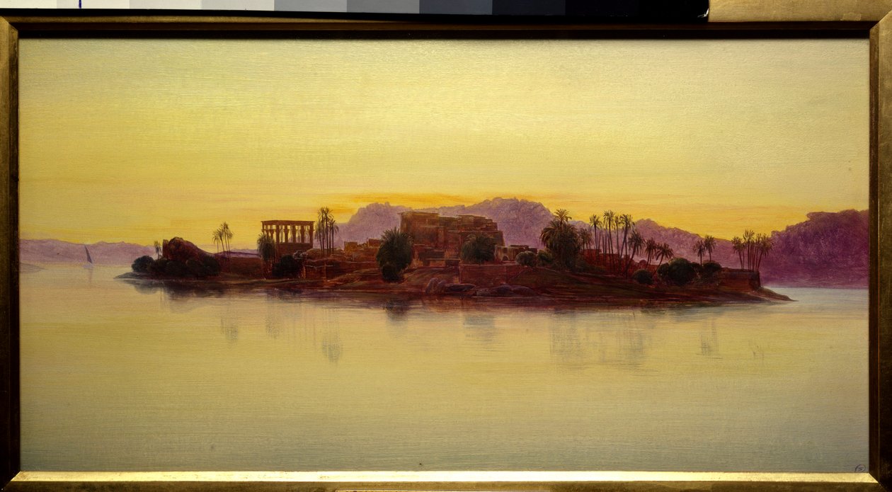 Solnedgang på øya Philae i Egypt Maleri av Edward Lear (1812-1888) (ec.angl.) 1861 Søn. 0,23x0,43 m Chantilly, Musee Conde av Edward Lear