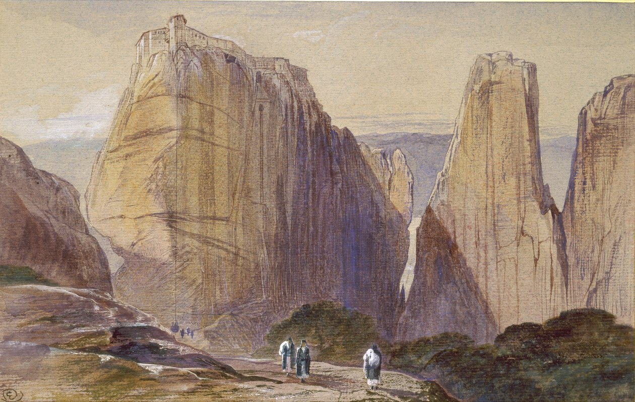 Meteora-klosteret, 1800-tallet av Edward Lear