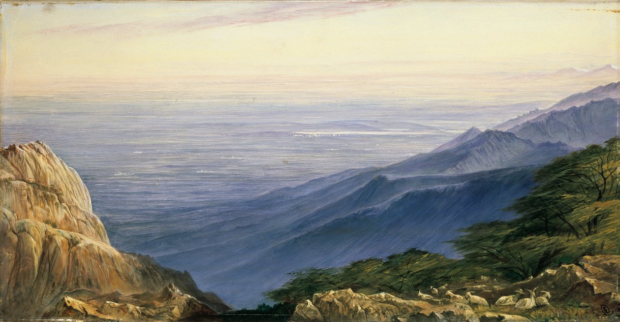 The Plains of Lombardia fra Monte Generoso, 1880 av Edward Lear