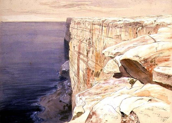 The Rocks nær Garf Hasan, Malta av Edward Lear