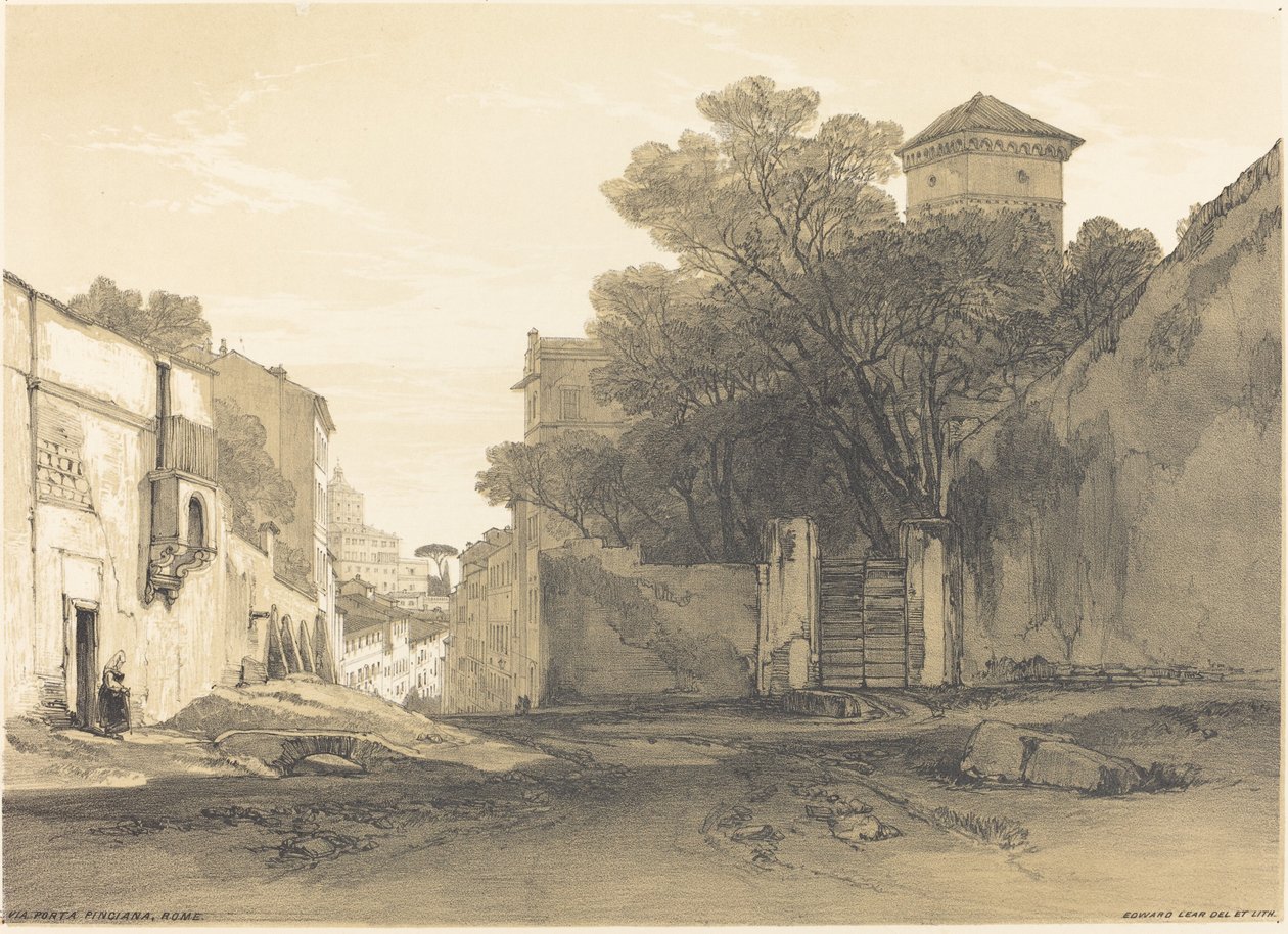 Via Porta Pinciana, Roma av Edward Lear