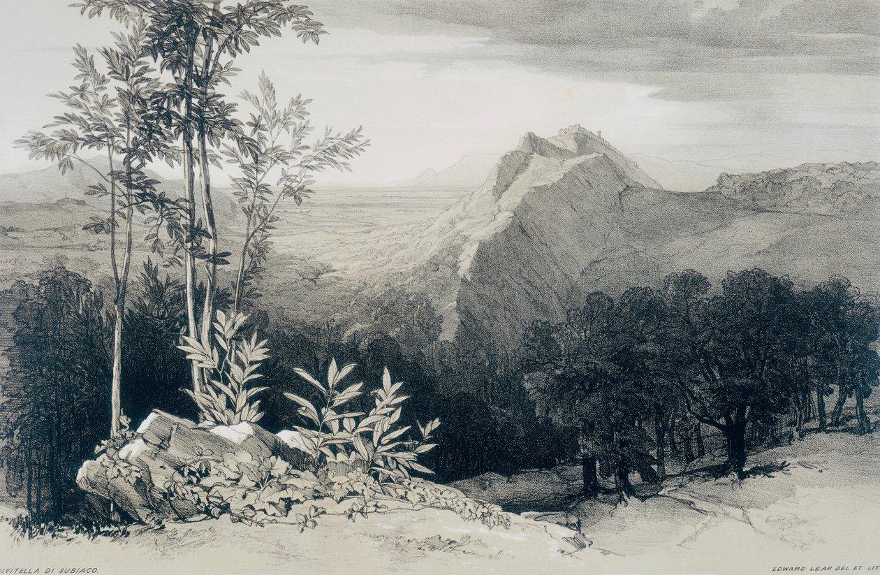 Utsikt i Roma og omegn: Civitella di Subiaco av Edward Lear