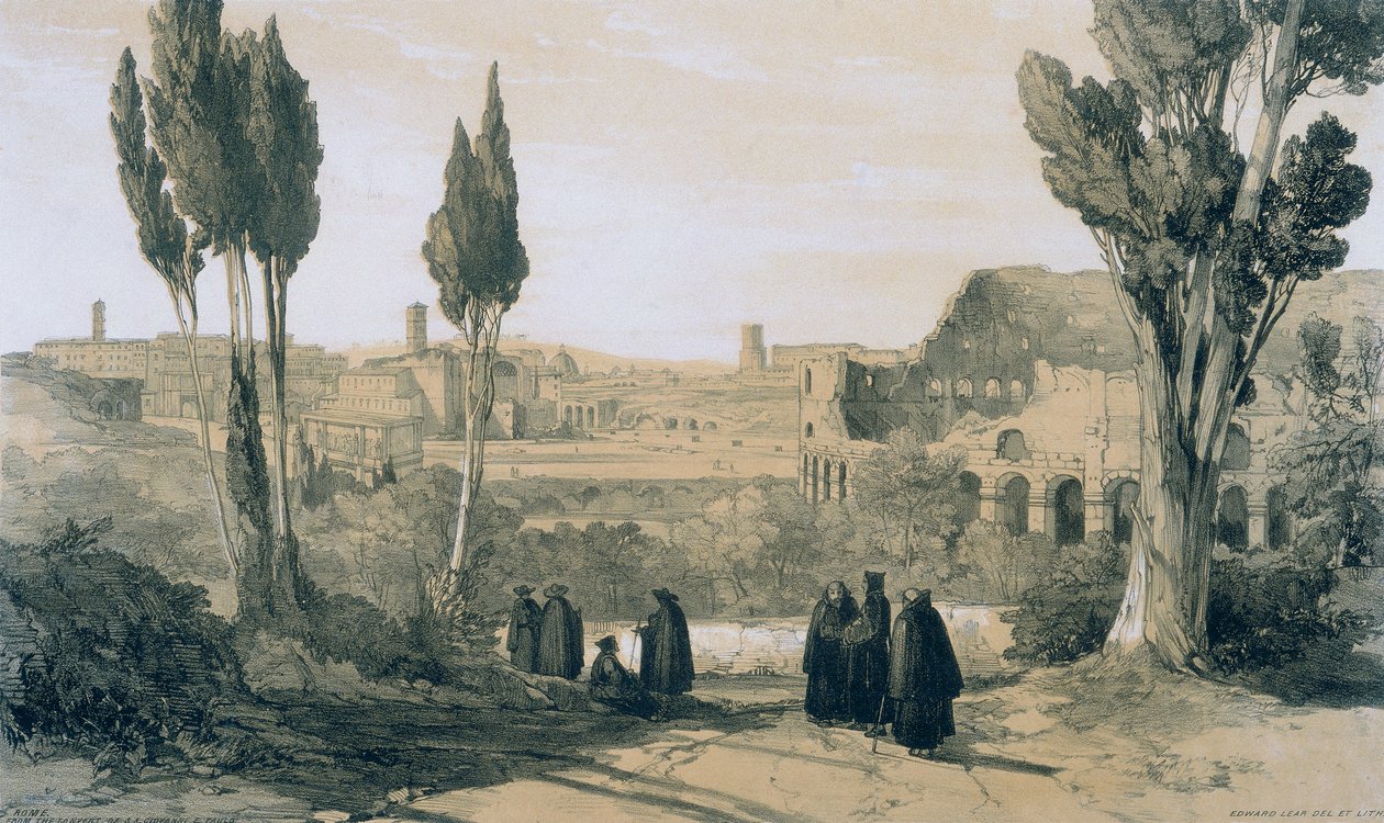 Utsikt i Roma og omegn: Roma fra Convento of Ss. Giovanni og Paolo av Edward Lear