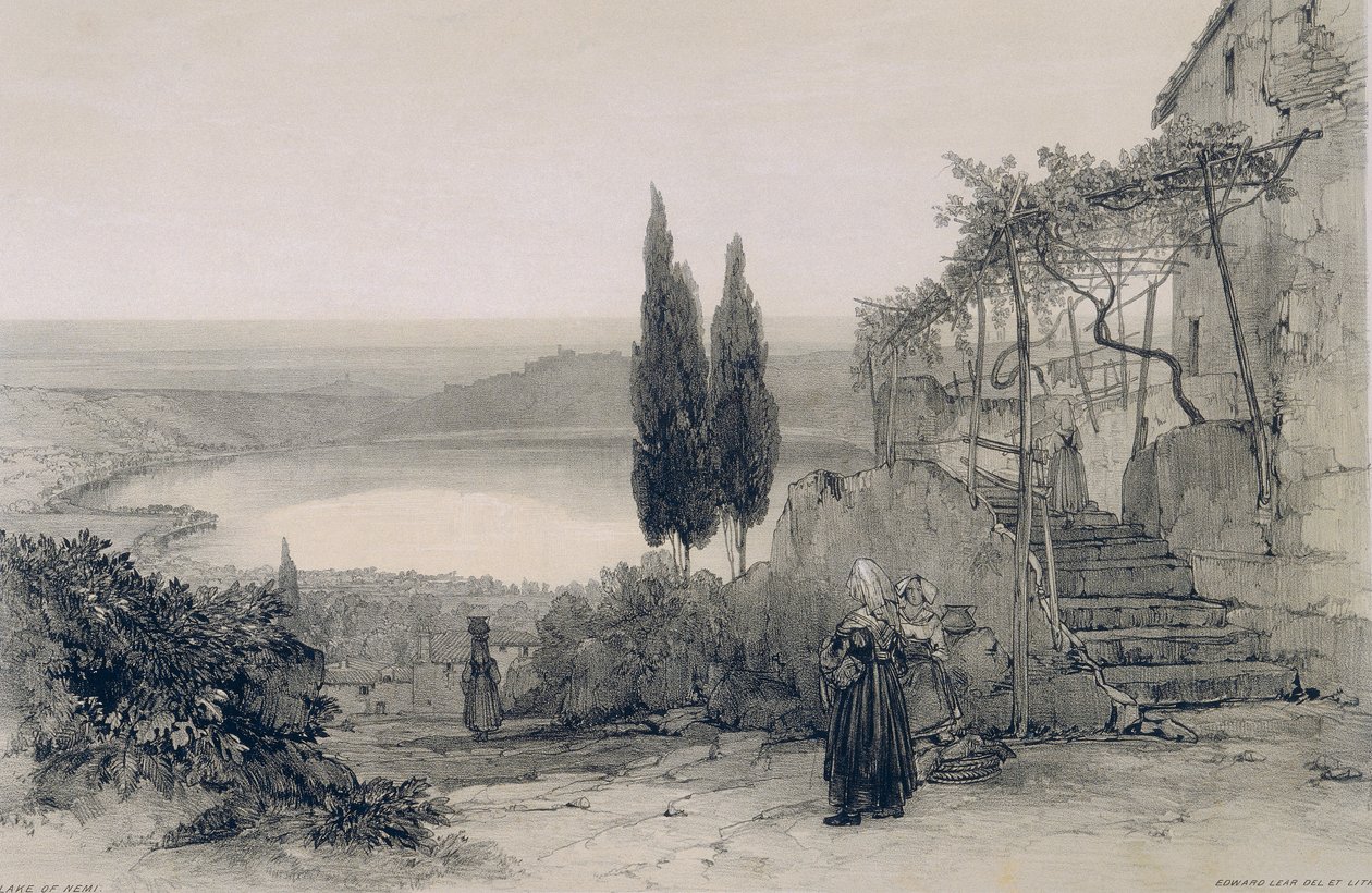 Utsikt i Roma og omegn: Nemisjøen av Edward Lear