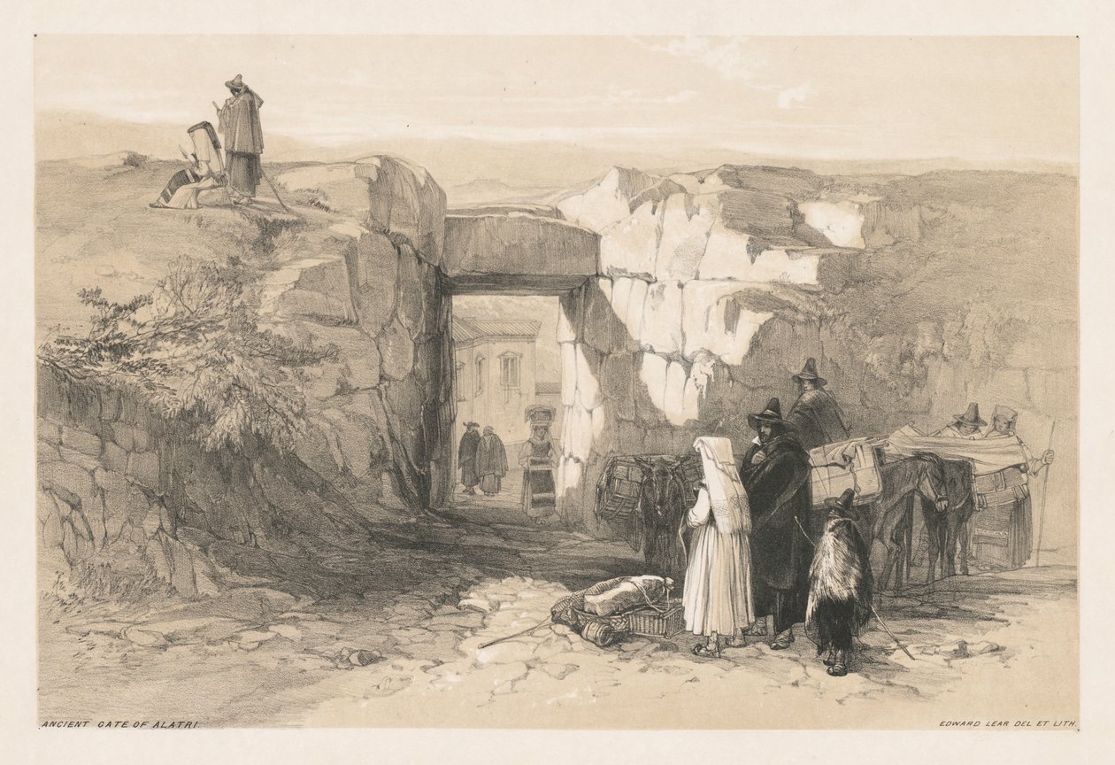 Utsikt over Roma og omegn: Ancient Gate of Alatri av Edward Lear