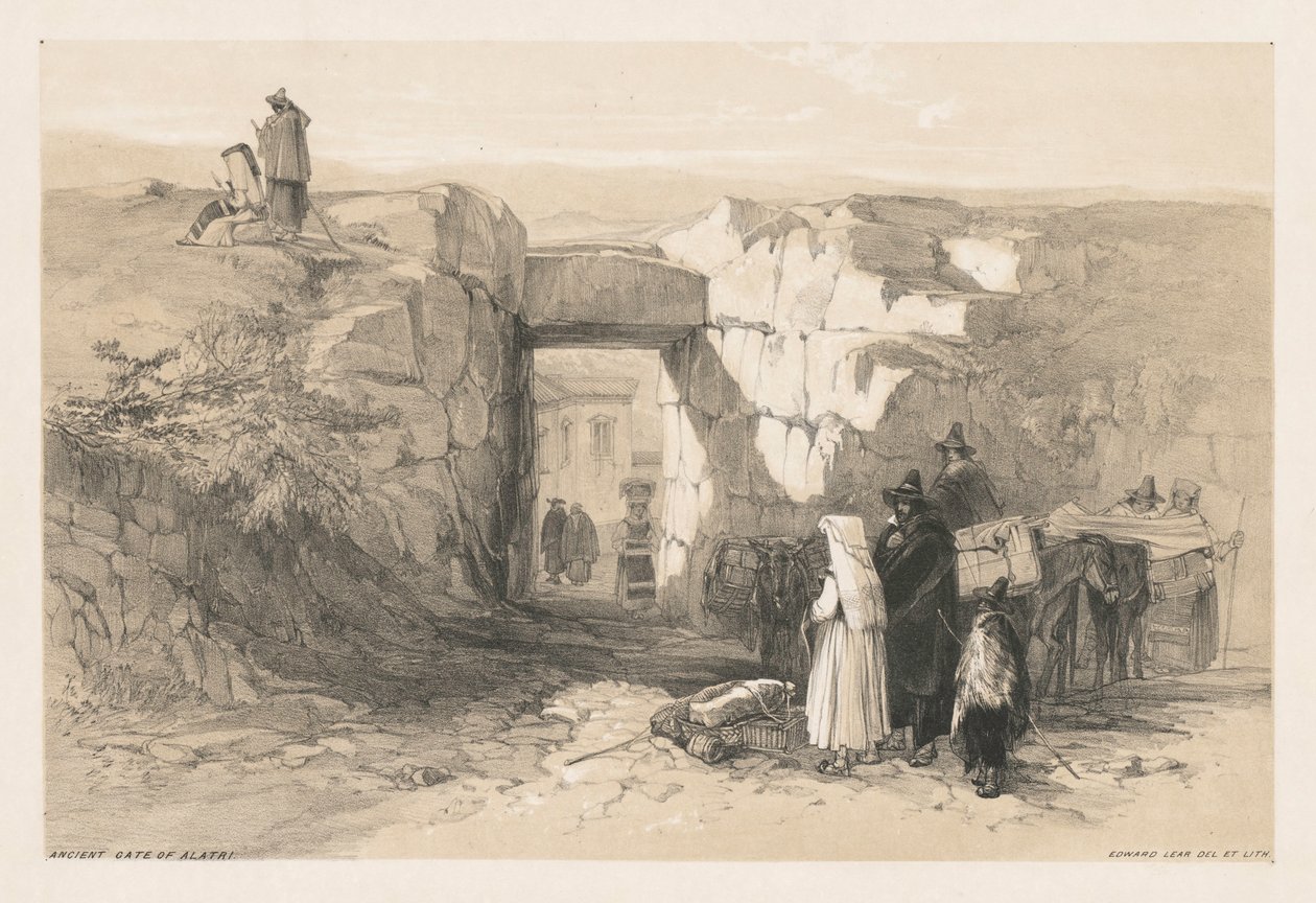Utsikt over Roma og dens omgivelser: Ancient Gate of Alatri, 1841. av Edward Lear