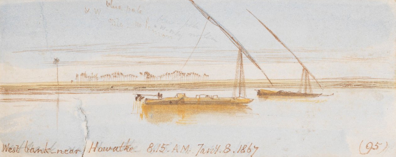 Vestbredden nær Howatke; kl. 08.15, 8. januar 1867 (95) av Edward Lear