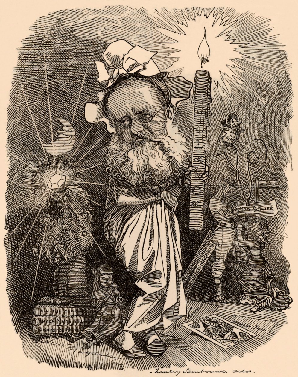 Tegneserie av Wilkie Collins (1824-1889) forfatter av Edward Linley Sambourne