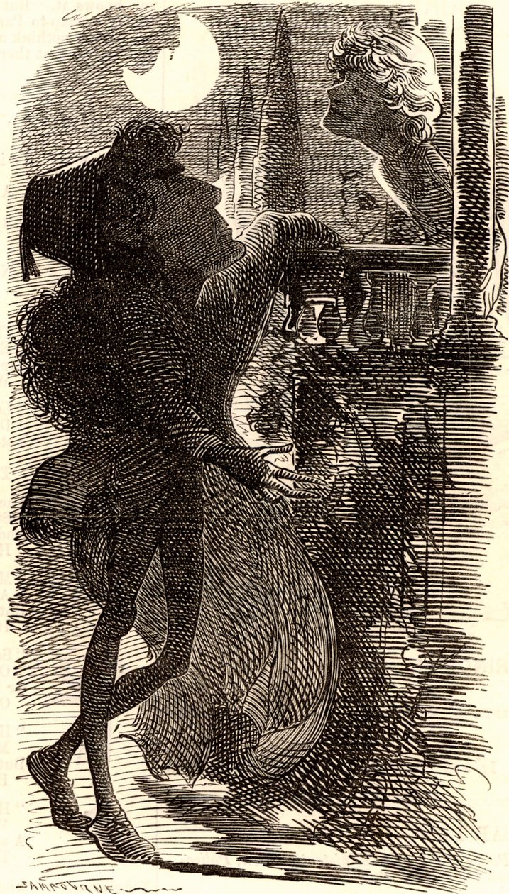 Henry Irving i balkongscenen til "Romeo og Julie" av Edward Linley Sambourne