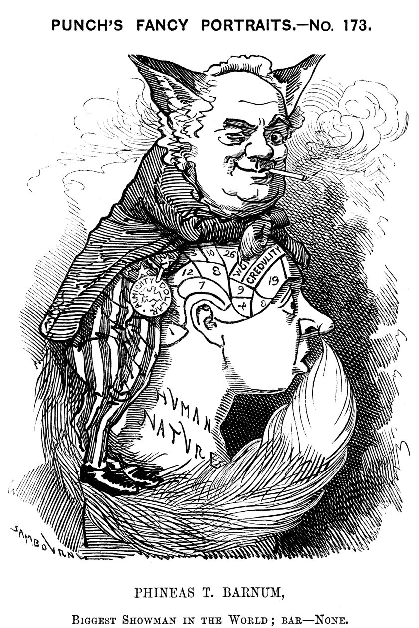 Phineas Taylor Barnum 1810-1891, amerikansk showmann, 1884 av Edward Linley Sambourne