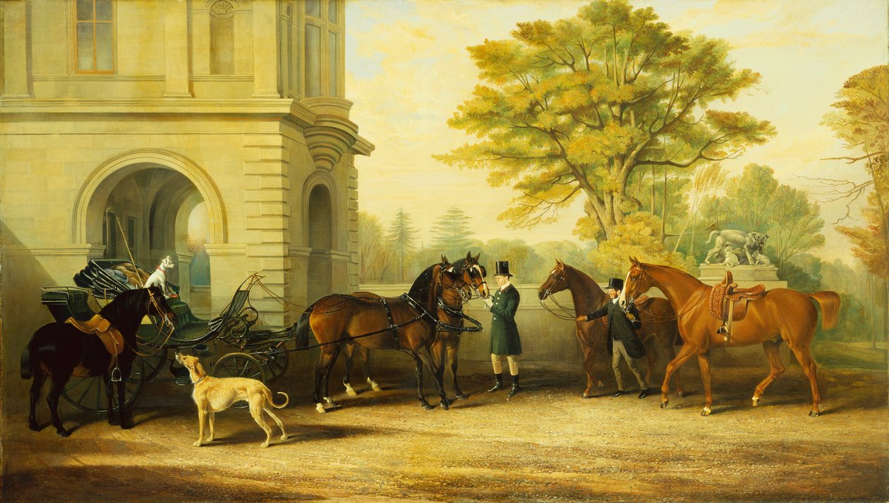 Lady Williams Wynns favoritt Phaeton, ponnier, hester og hunder av Edward Lloyd