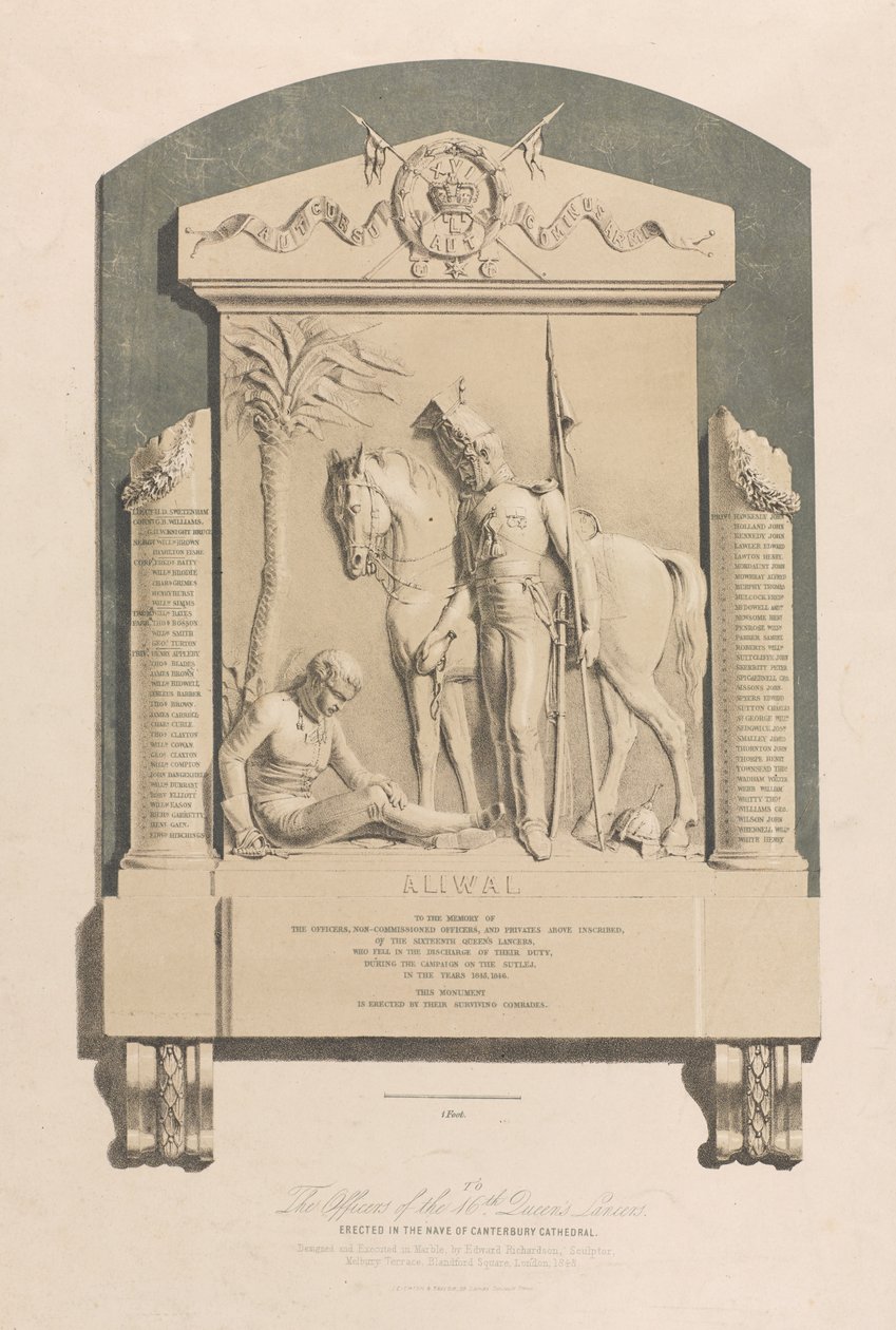 Aliwal-minnesmerket, Canterbury Cathedral, 1848 ca av Edward M. Richardson