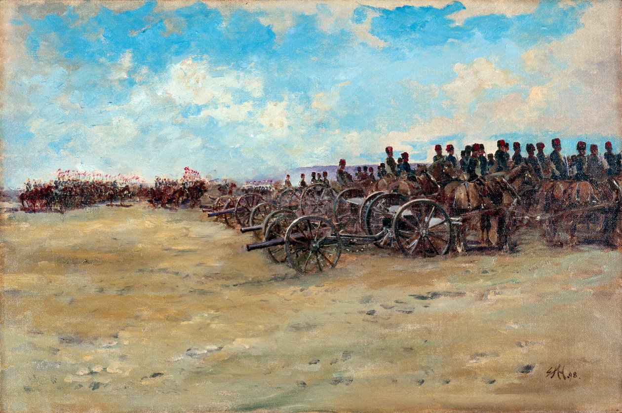 Royal Horse Artillery and Lancers venter på å flytte, 1898 av Edward Matthew Hale