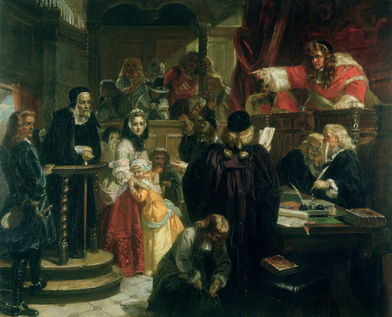 Dommer Jeffries (1648-89) kaster overgrep mot Richard Baxter (1615-91) under rettssaken hans av Edward Matthew Ward