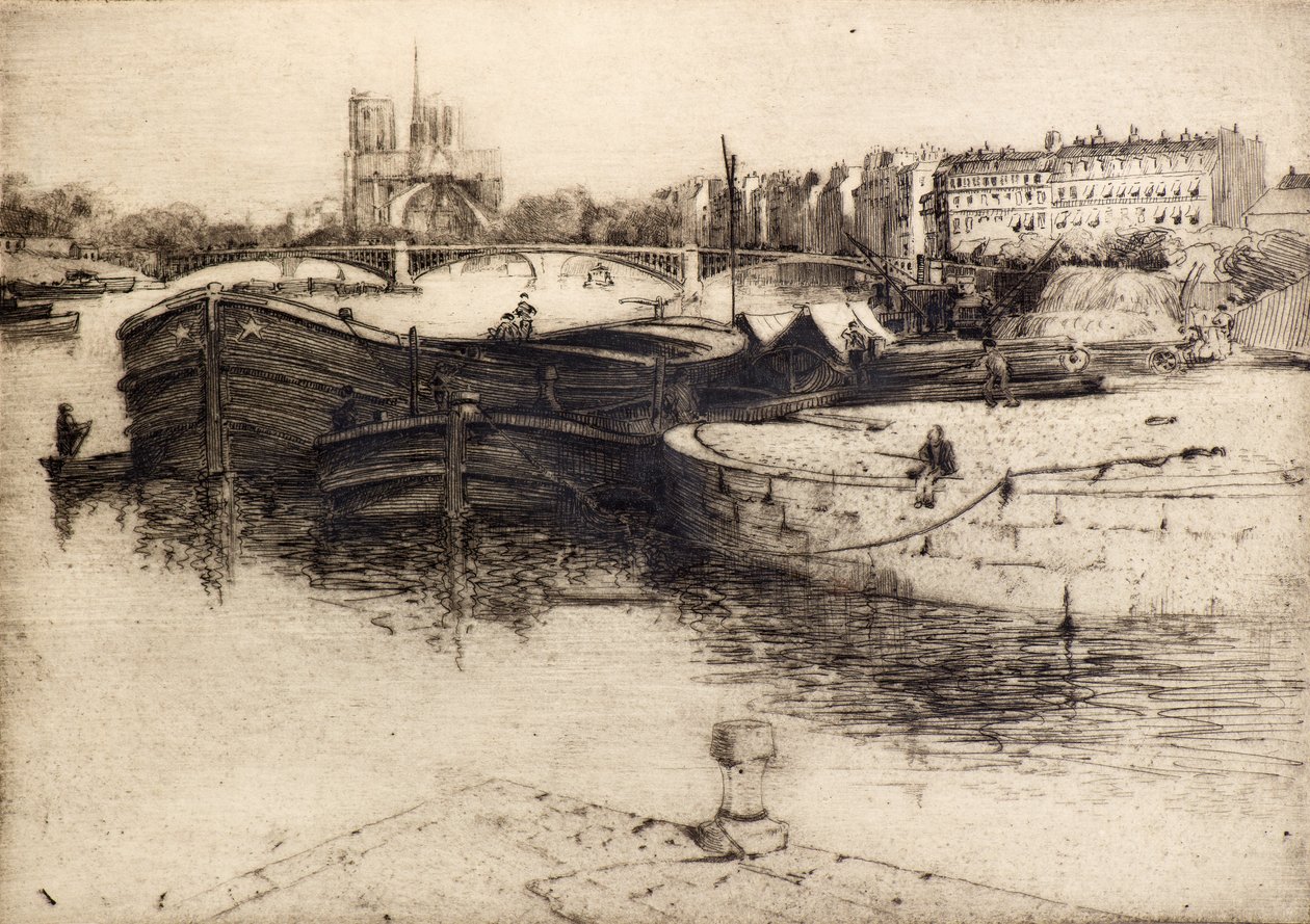 Utsikt over Notre Dame fra Seinen (radering) av Edward Millington Synge