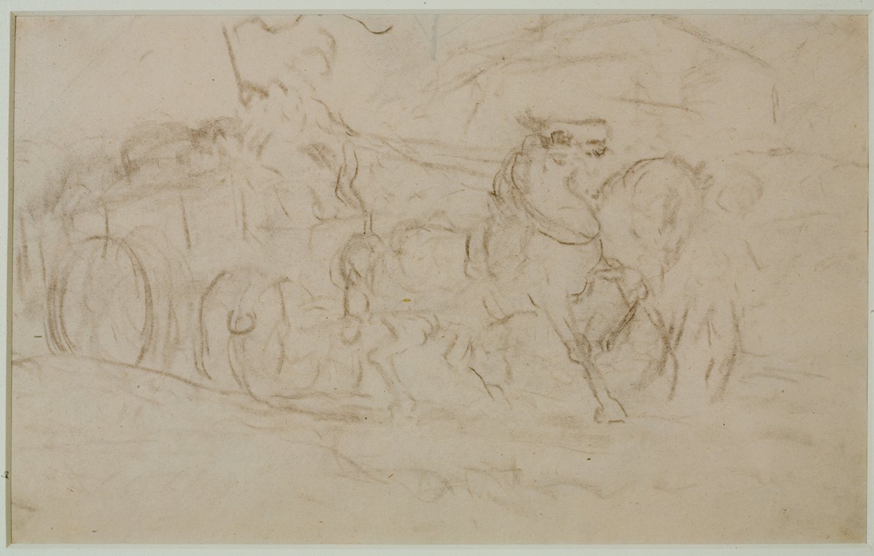 Hest og kjerre (#9), ca. 1880-tallet (grafitt på papir) av Edward Mitchell Bannister