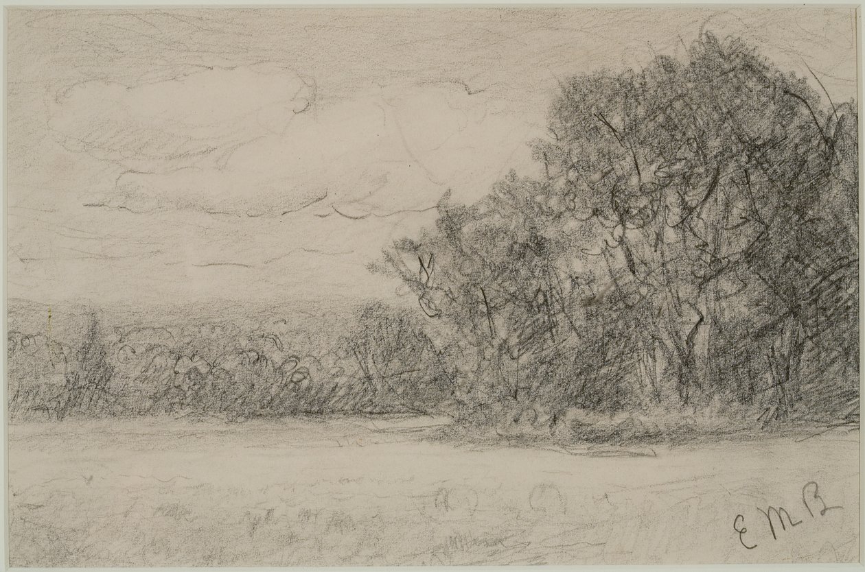 Landskap (#1) c. 1880-tallet (grafitt på papir) av Edward Mitchell Bannister