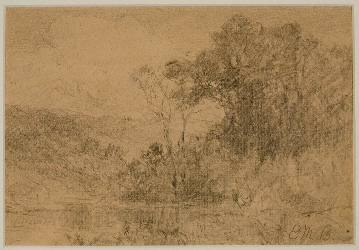 Landskap, skog (#36) c. 1880-tallet (grafitt på papir) av Edward Mitchell Bannister