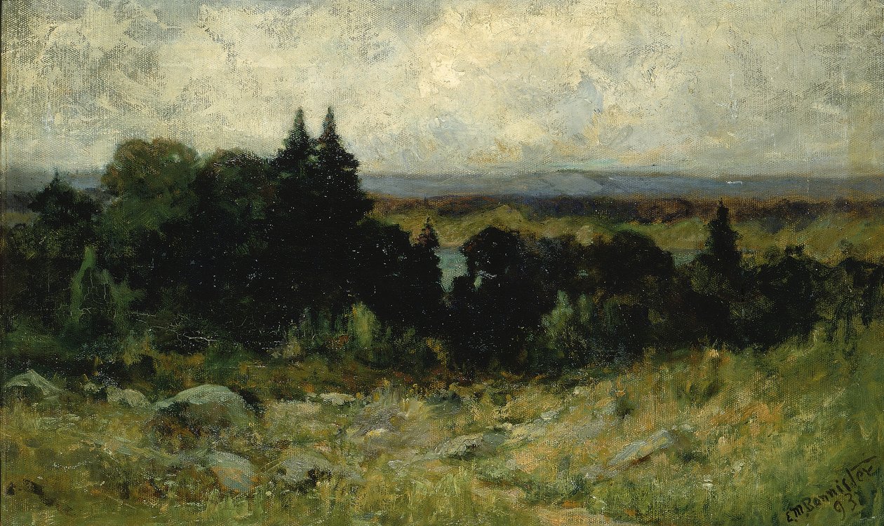 Uten tittel landskap, felt med steiner og trær, 1893. av Edward Mitchell Bannister