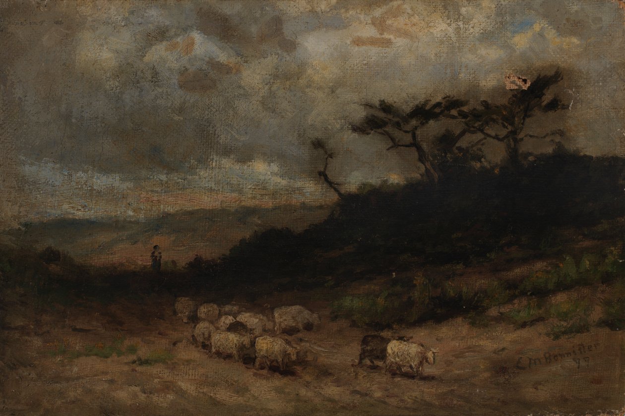 Unavngitt hyrde med sauer, 1877. av Edward Mitchell Bannister