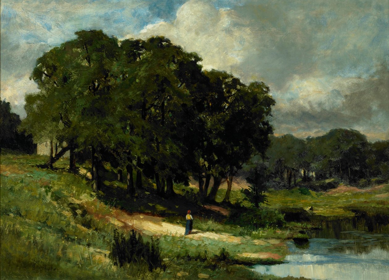 Kvinne som står nær en dam av Edward Mitchell Bannister