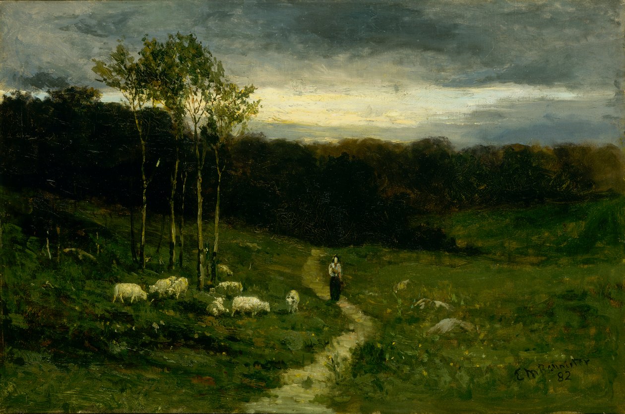 Kvinne som går nedover stien, 1882. av Edward Mitchell Bannister