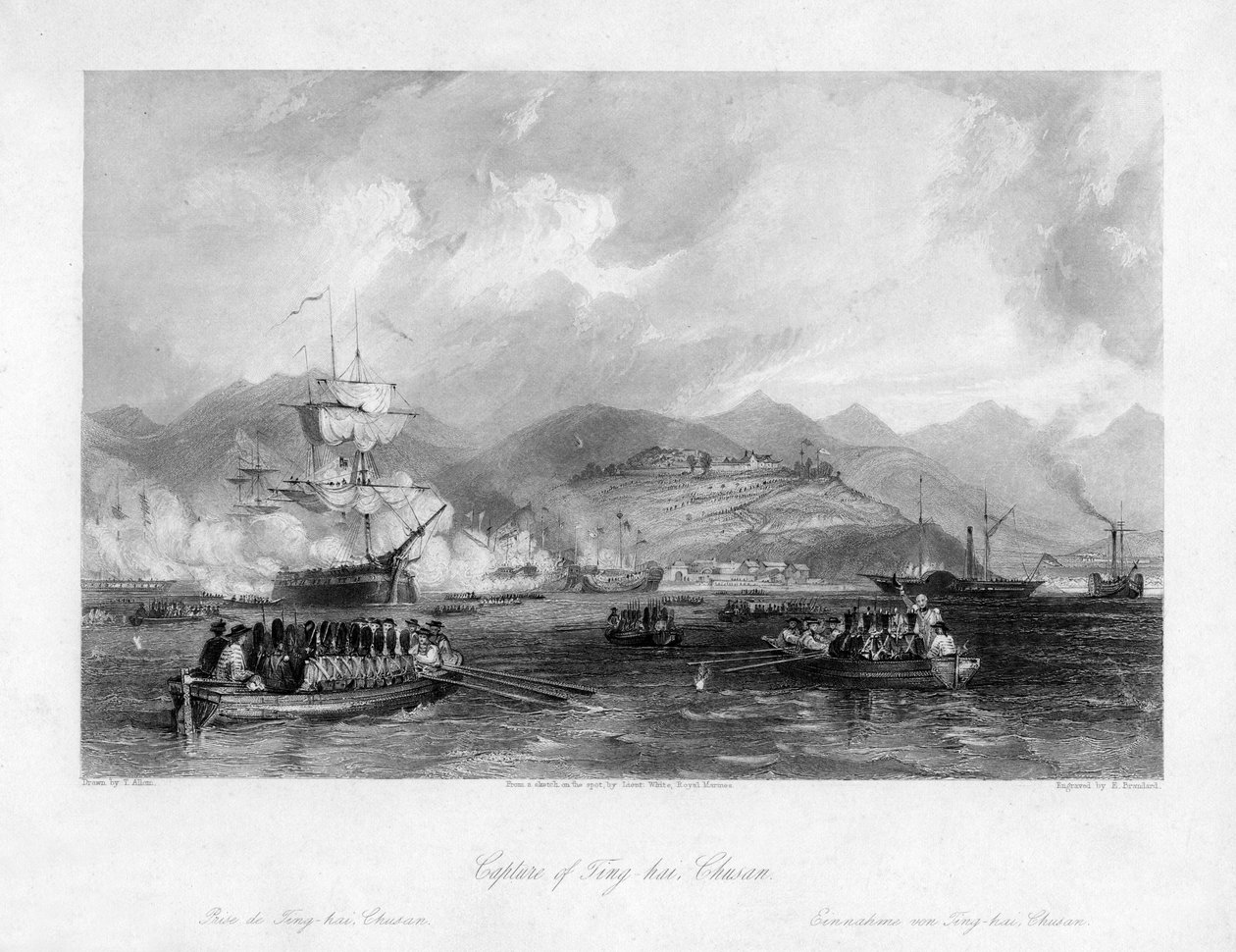 Fangst av Ting-hai, Chusan, Kina, 1841 1800-tallet. av Edward Paxman Brandard