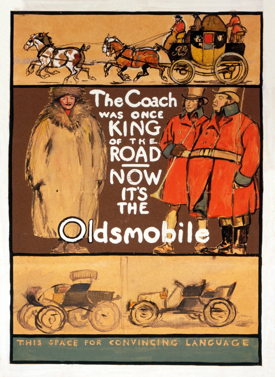 Annonse for Oldsmobile, pub. 1910 av Edward Penfield