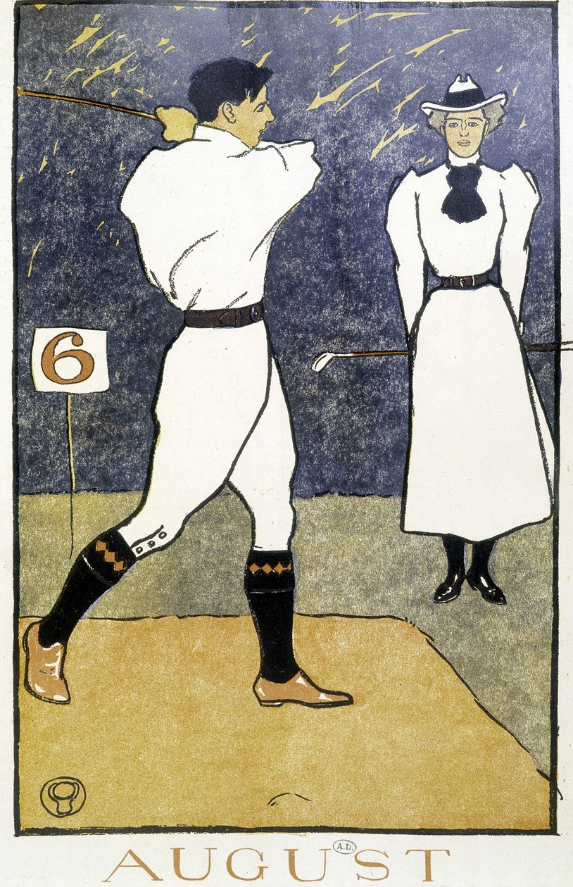 Par som spiller golf - i "" Golfkalender"" av Edward Penfield av Edward Penfield