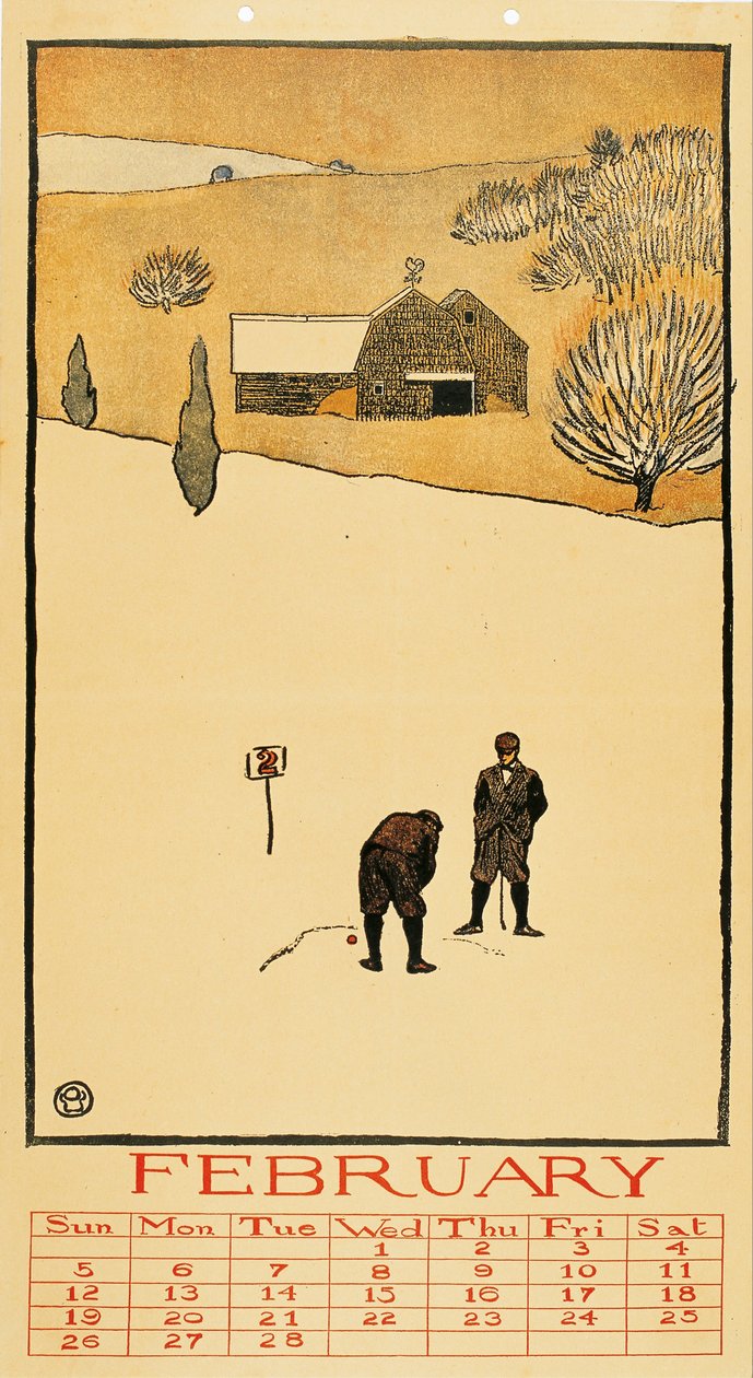 Golfkalender. februar av Edward Penfield