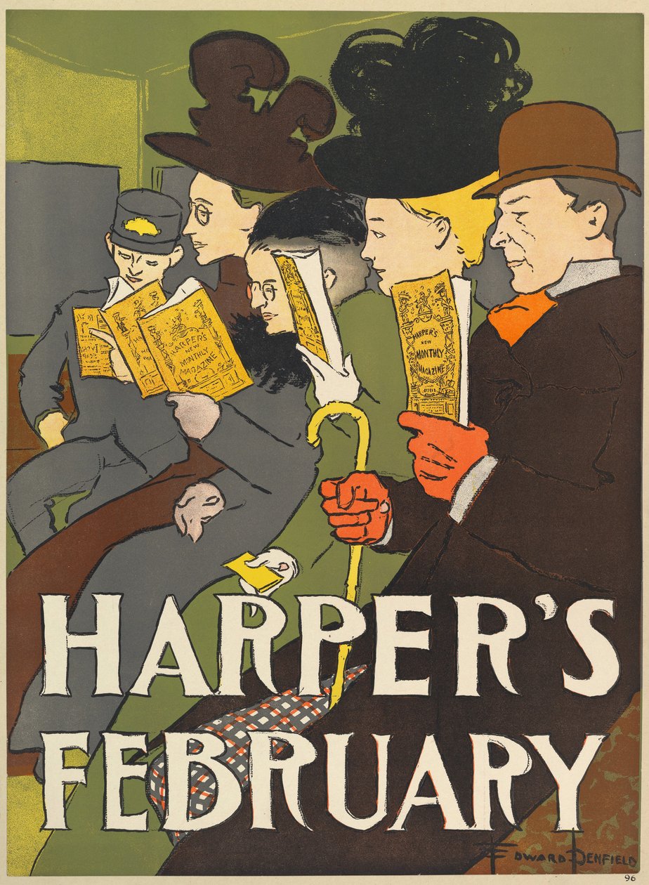 Harpers New Monthly Magazine, februar 1896 (farge litho) av Edward Penfield
