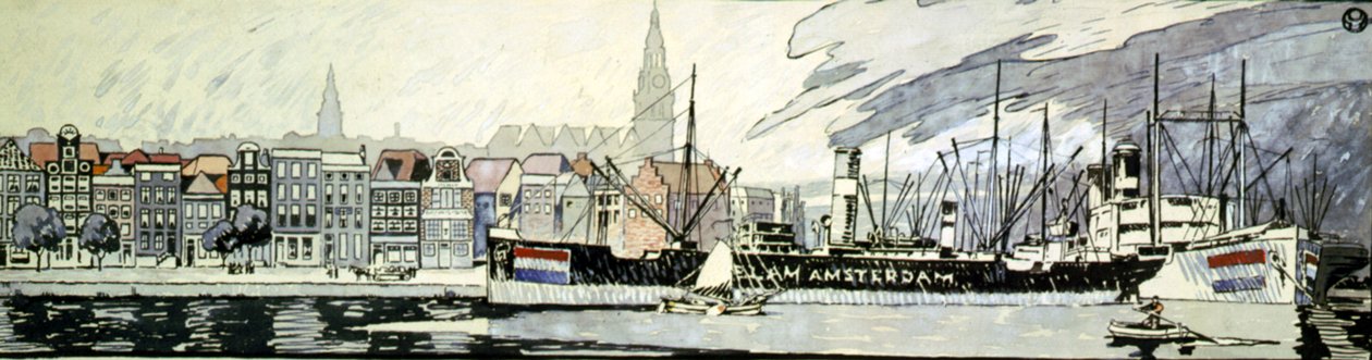 Holland og hennes skip. Akvarell av Edward Penfield av Edward Penfield