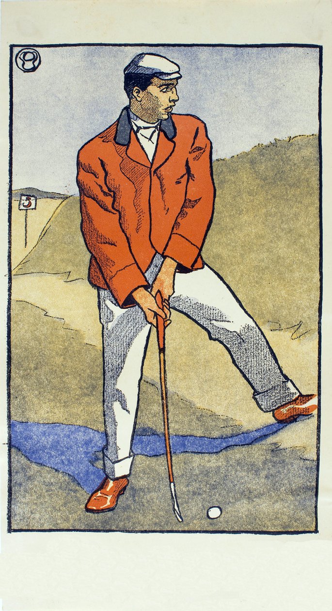Juni/juli, detalj fra 1931 Golfing Calendar, pub. 1931 av Edward Penfield