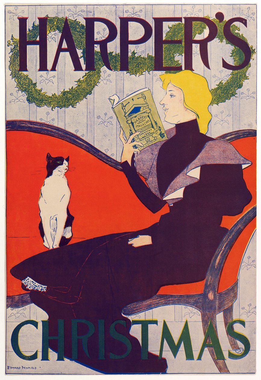 Plakatannonsering Harpers New Monthly Magazine, jul 1894 (fargelitografi) av Edward Penfield