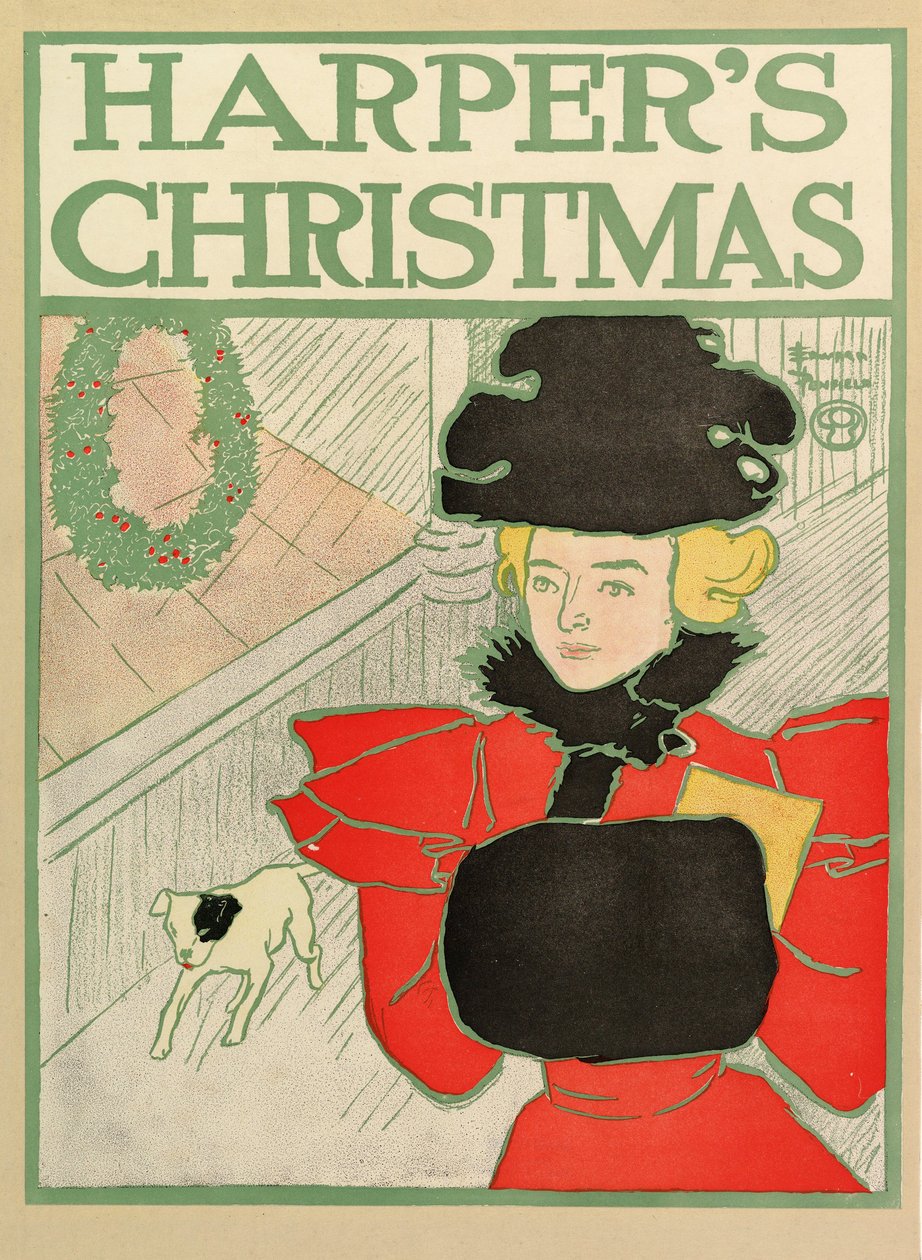 Plakat som reklamerer for Harpers New Monthly Magazine, julen 1894 av Edward Penfield