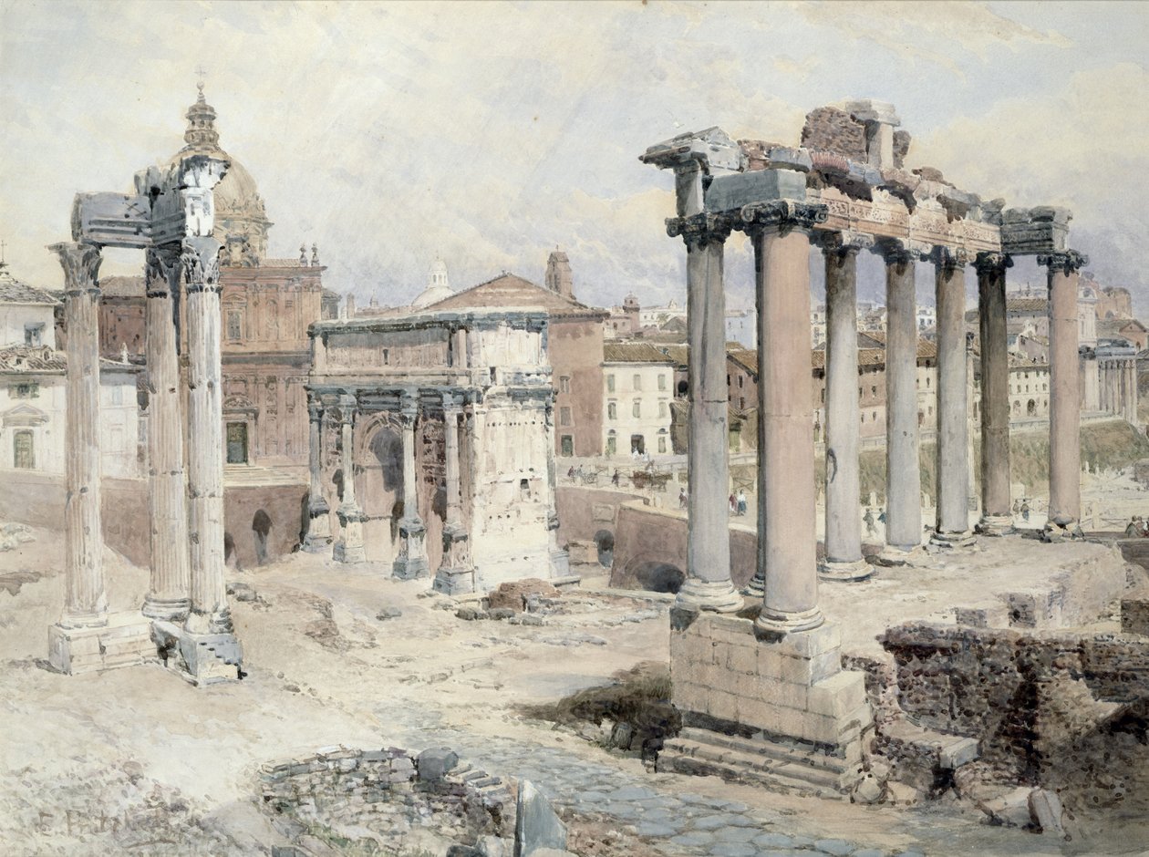 Forumet, Roma (blyant og akvarell på papir) av Edward Pritchett