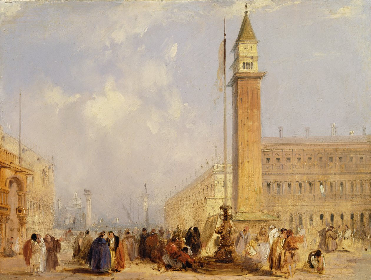 Piazzetta, Venezia (olje om bord) av Edward Pritchett