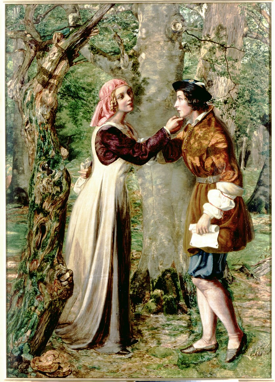 Celia forteller Rosalind at Orlando er i skogen av Edward Rainford