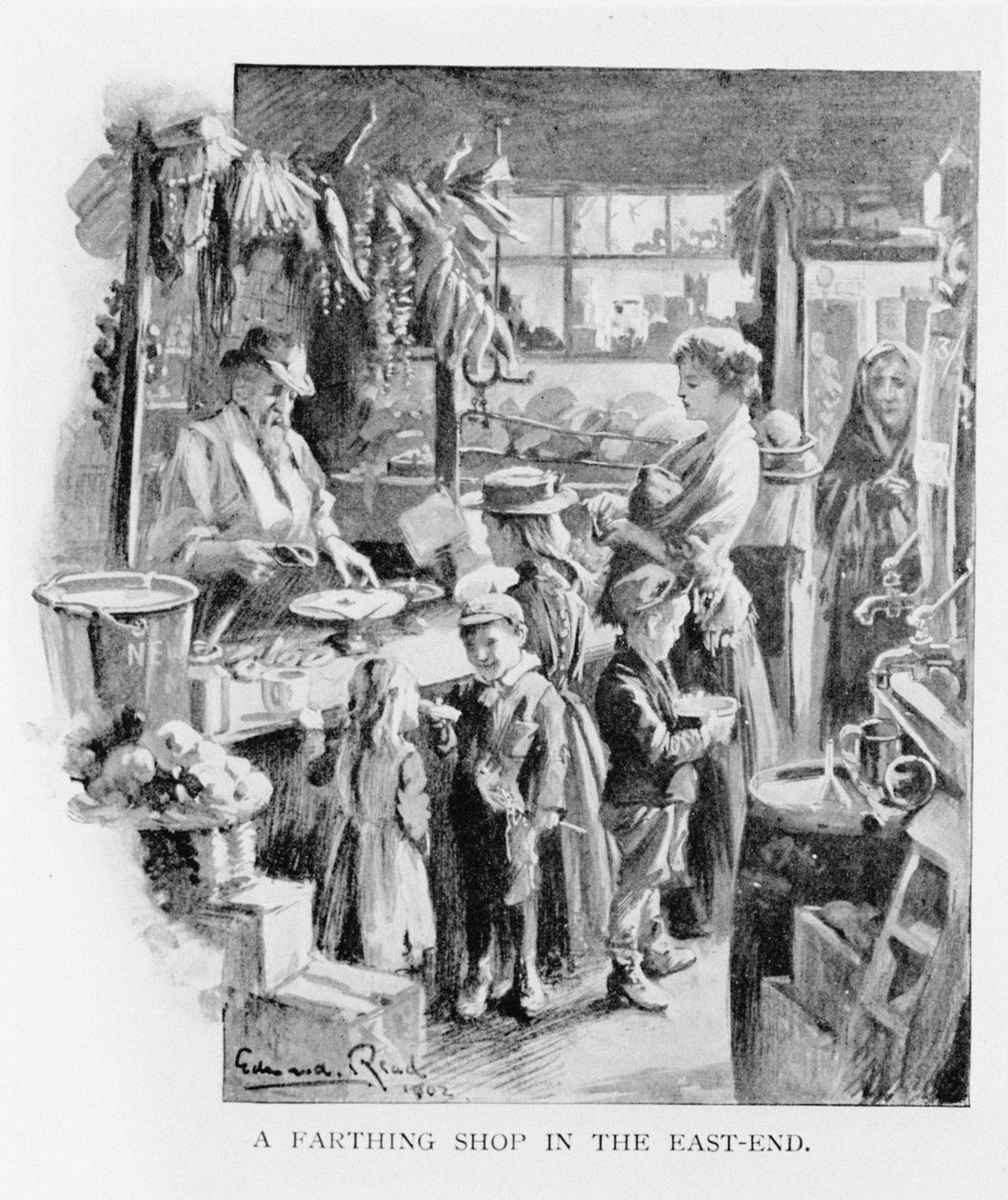 A Farthing Shop i East End, 1902 av Edward Read