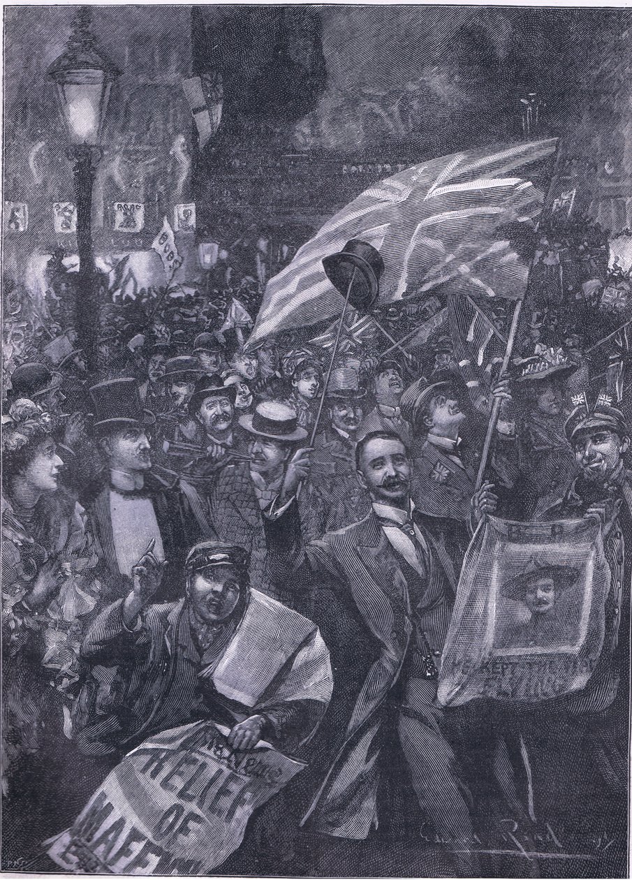 Mafeking night in London, illustrasjon fra Cassells History of England, 1900-tallet av Edward Read