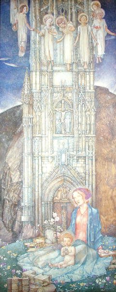 Gotisk tårn (pastell på papir) av Edward Reginald Frampton