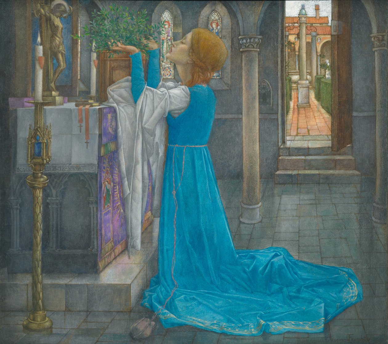 Isabella og potten med basilikum (tempera på lerret) av Edward Reginald Frampton