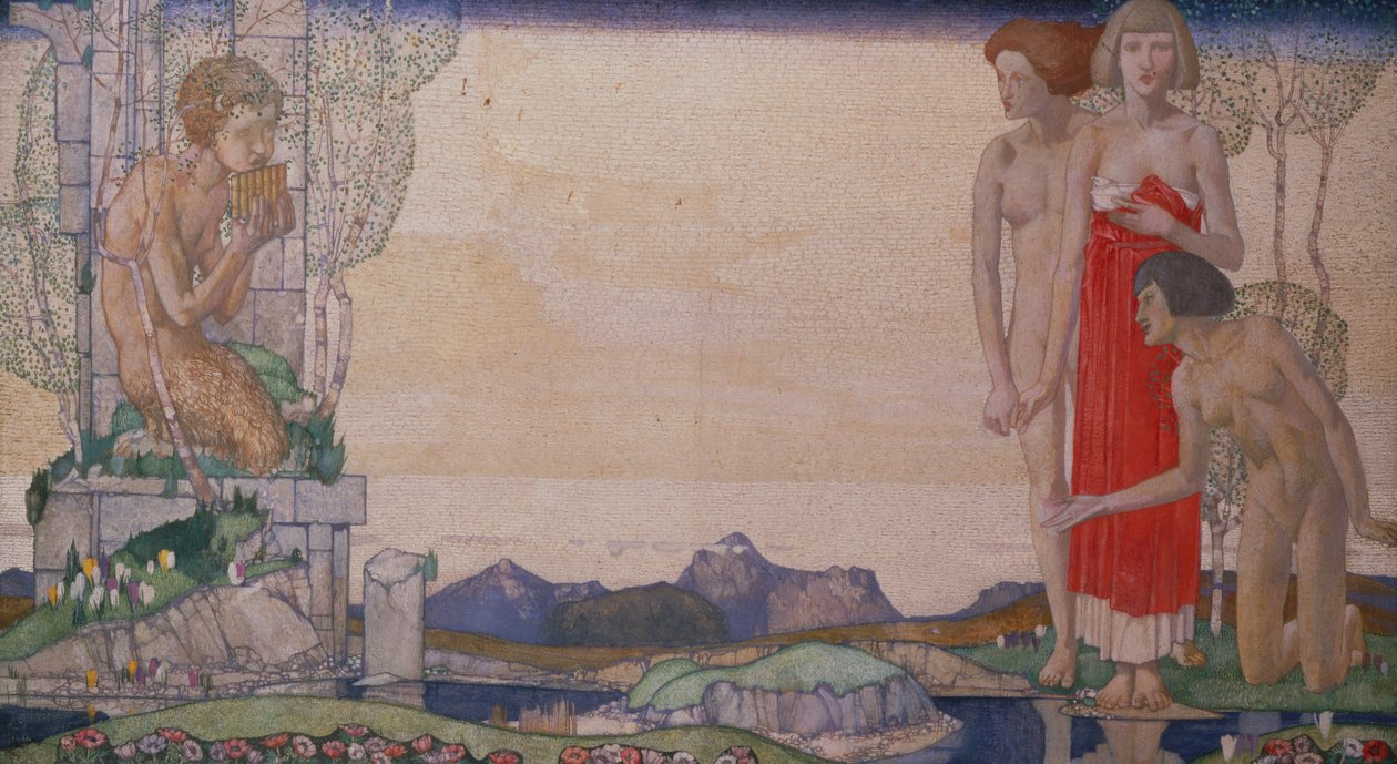 The Voice of Pan (olje på lerret) av Edward Reginald Frampton