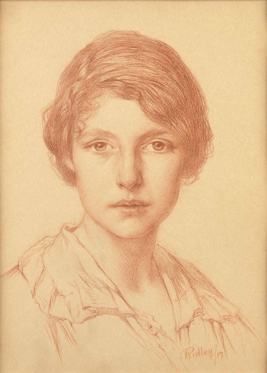 En ung kvinne (rød kritt) av Edward Ridley