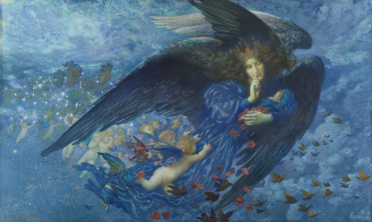 Night with her Train of Stars, 1912 av Edward Robert Hughes