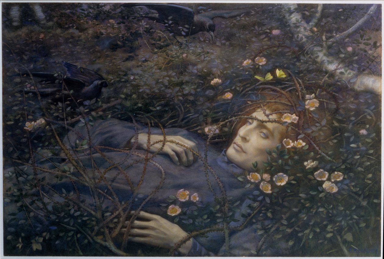 "Å, hva er det i hulen?" (akvarell på papir) av Edward Robert Hughes